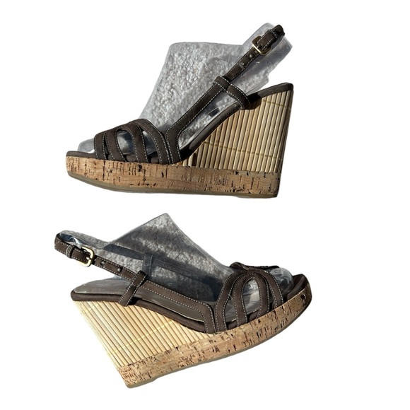 Prada Bamboo Cork Wedge Platform Sandals - Picture 7 of 9